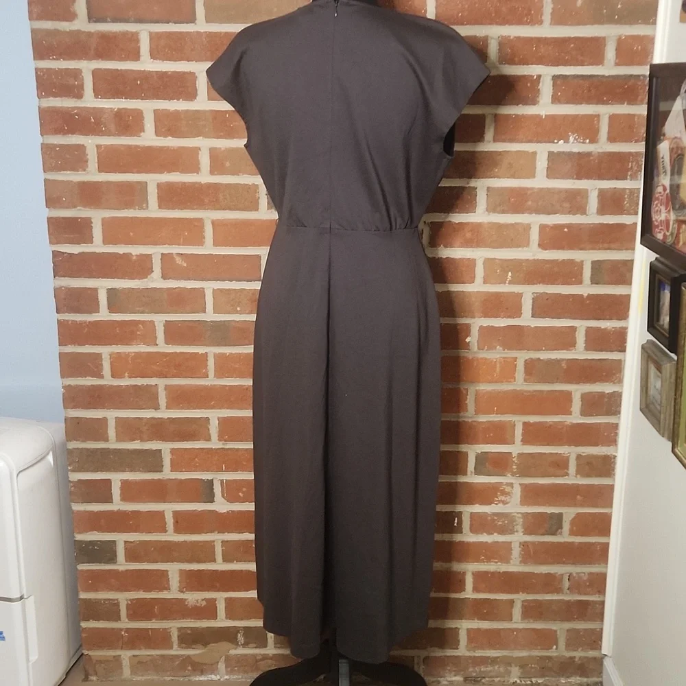 Ann Taylor Petite Charcoal Midi Dress, Size MP - Picture 4 of 8